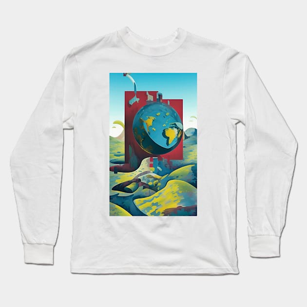 Flat Earth. Modern art Long Sleeve T-Shirt by rolffimages